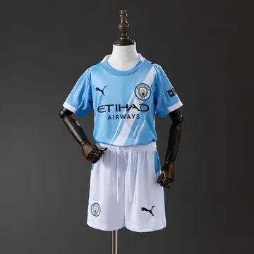 Manchester City 2025/26 Home Kids Kit - Kids, front-view photograph